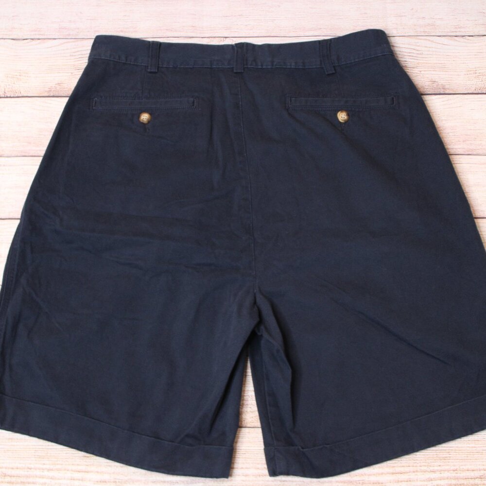 Hunt Club Vintage 90's Navy Blue Pleated Cuffed Shorts - Picture 2 of 4